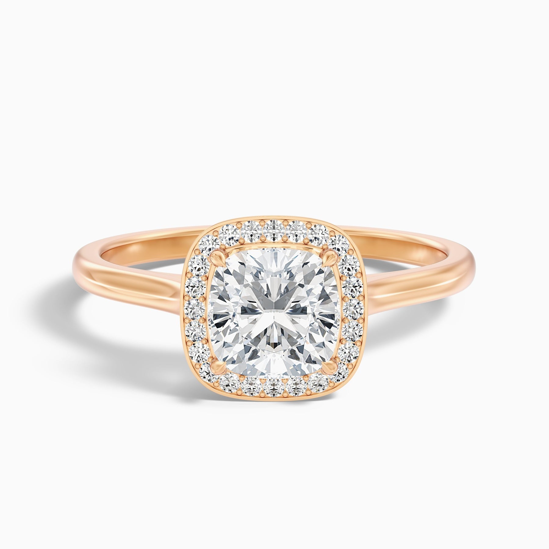 Veloura 1 Carat Cushion Cut Halo Lab Grown Diamond Ring in 10k Rose Gold