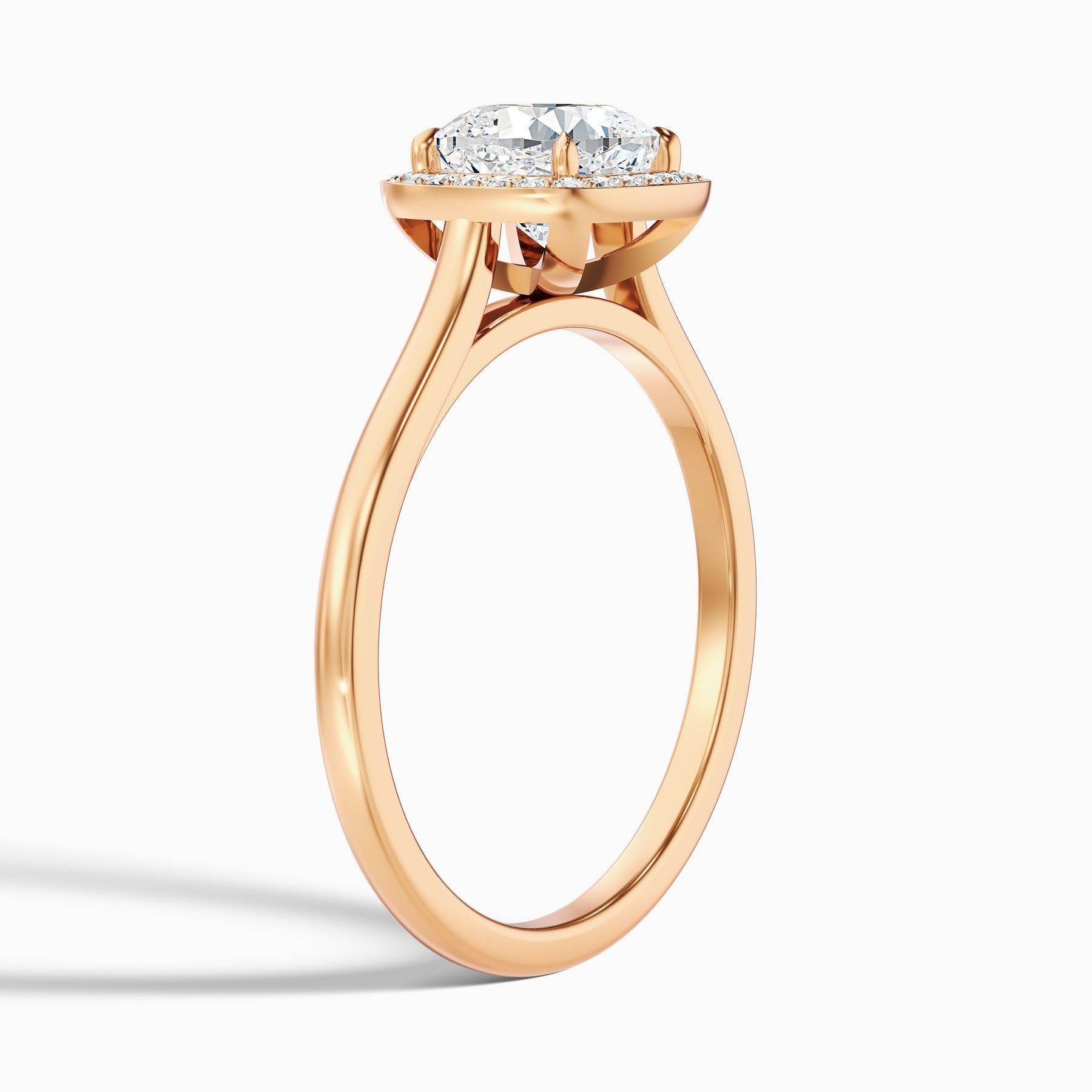 Veloura 1 Carat Cushion Cut Halo Lab Grown Diamond Ring in 10k Rose Gold