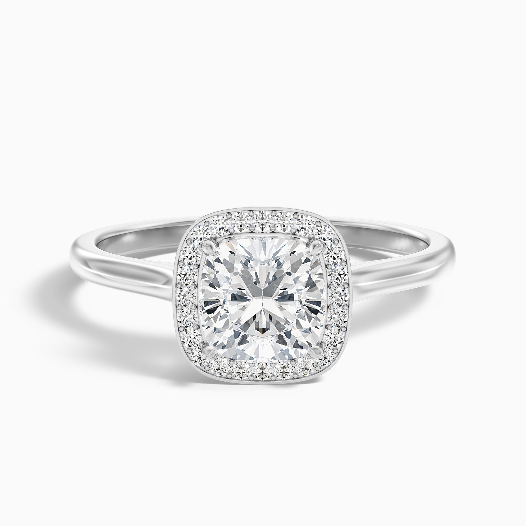 Veloura 1 Carat Cushion Cut Halo Lab Grown Diamond Ring in 10k White Gold