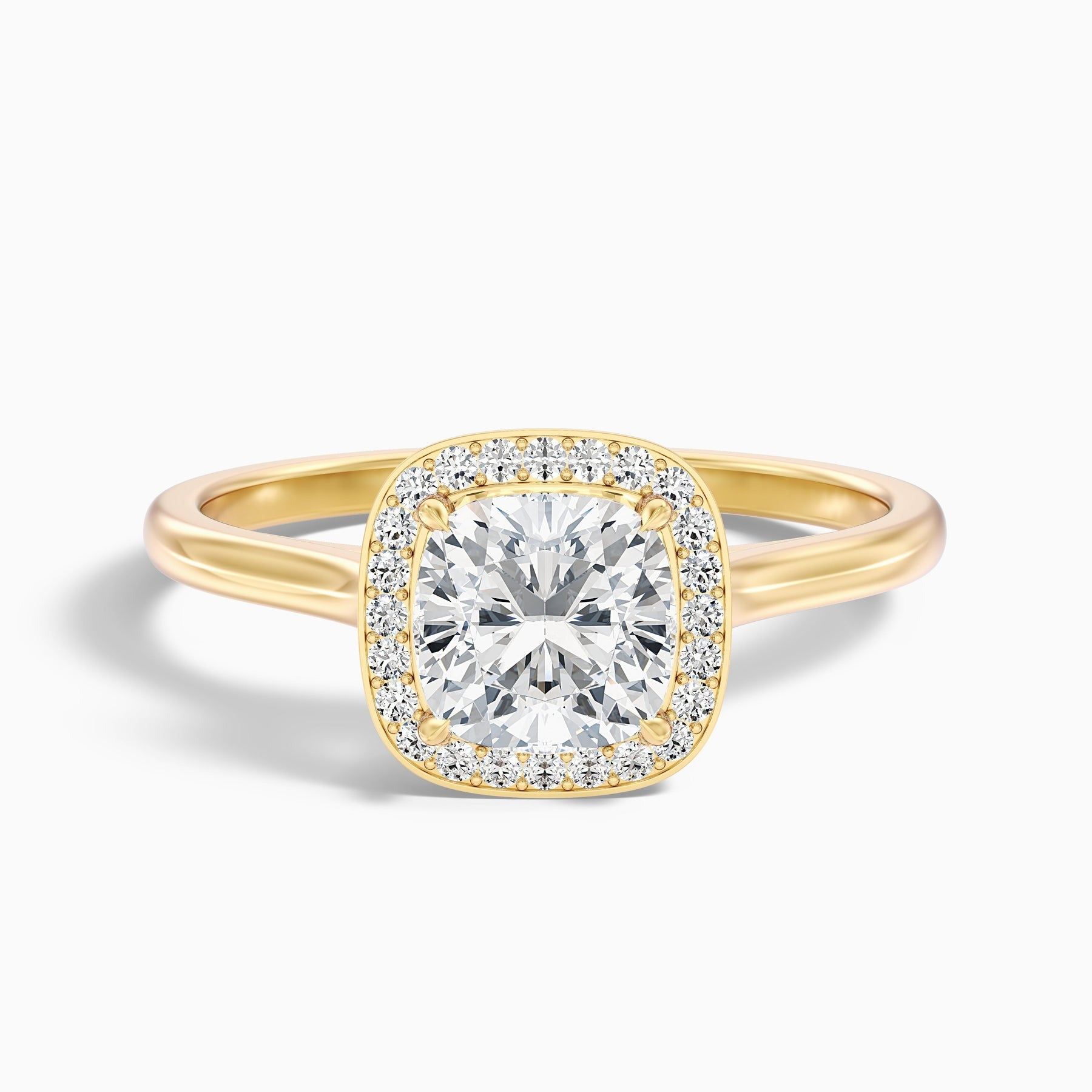 Veloura 1 Carat Cushion Cut Halo Lab Grown Diamond Ring in 10k Yellow Gold