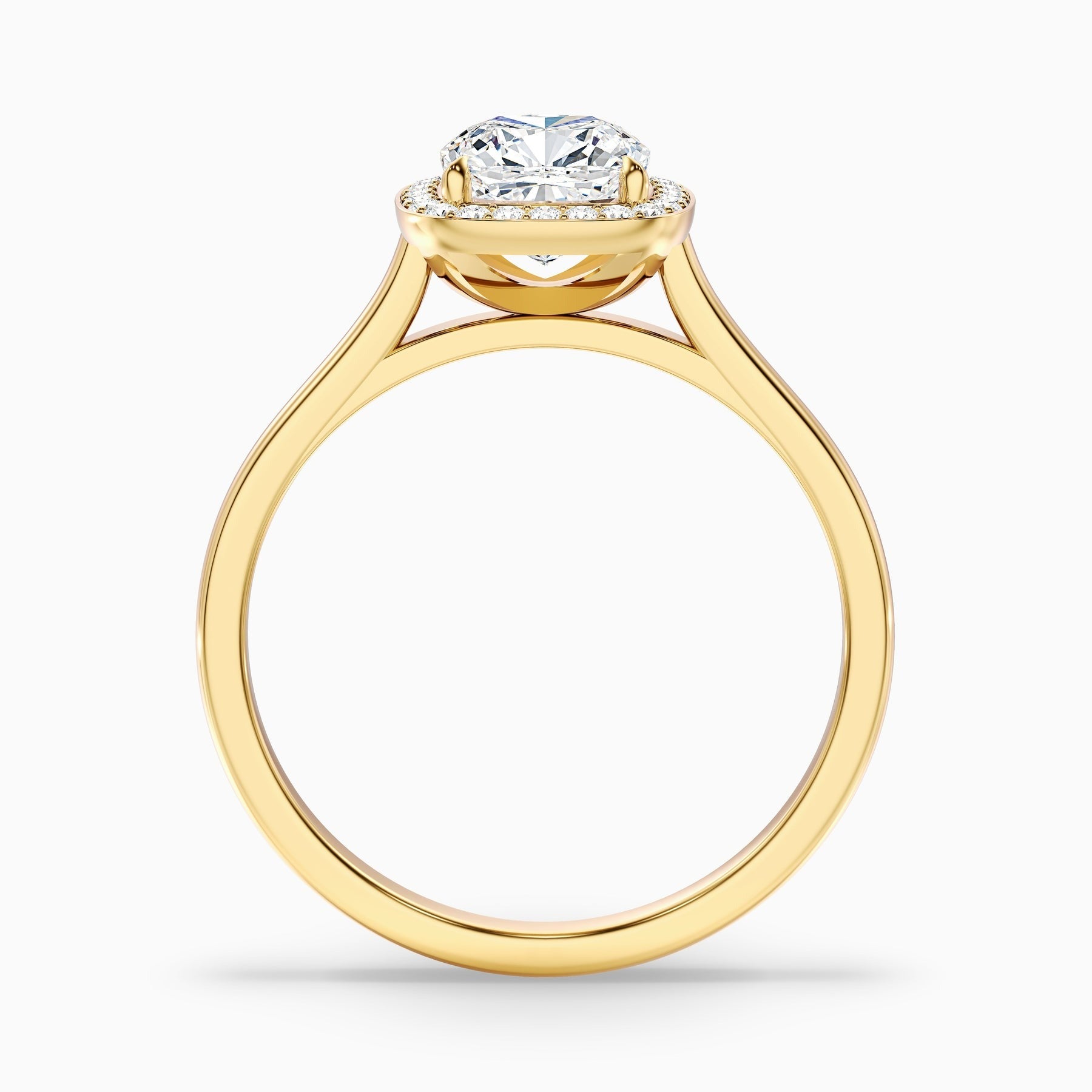 Veloura 1 Carat Cushion Cut Halo Lab Grown Diamond Ring in 10k Yellow Gold