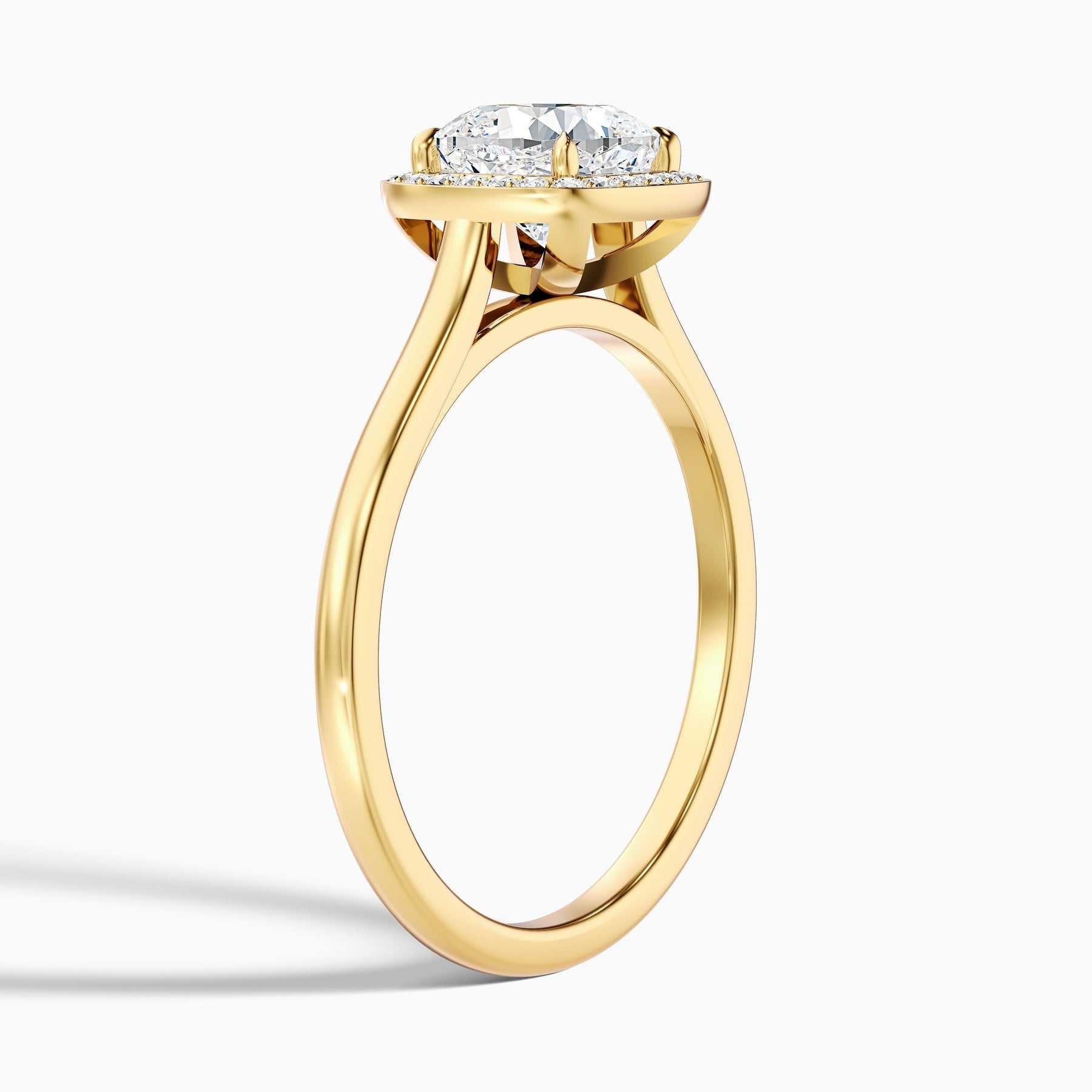 Veloura 1 Carat Cushion Cut Halo Lab Grown Diamond Ring in 10k Yellow Gold