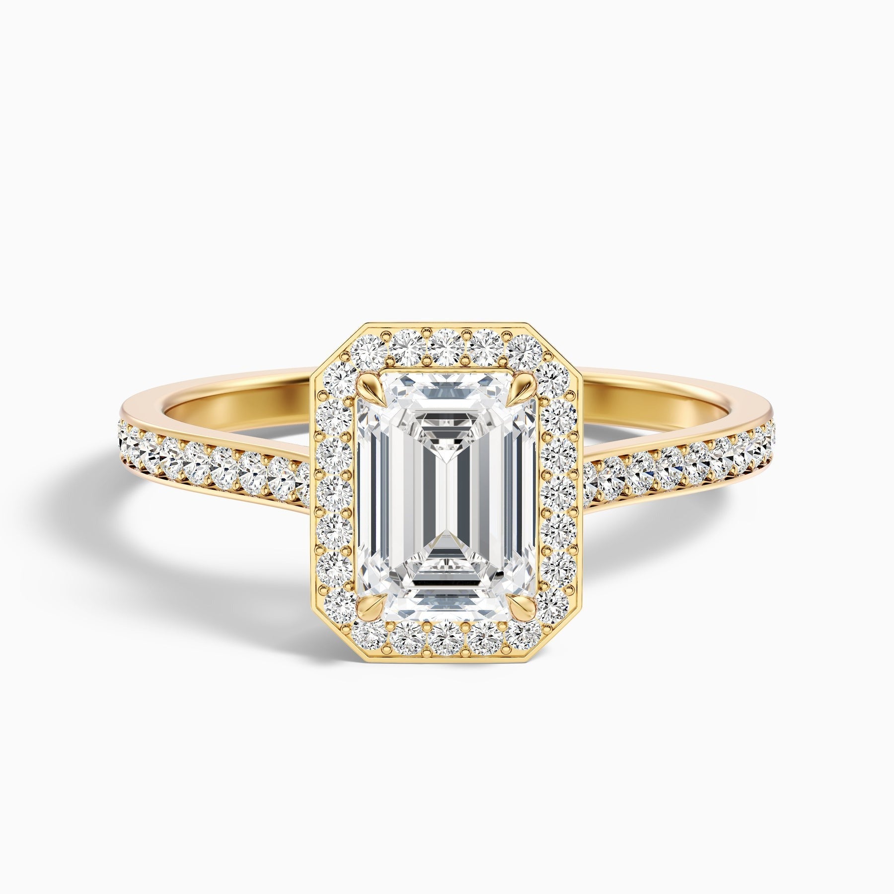 Velvet 1 Carat Emerald Cut Halo Pave Lab Grown Diamond Ring