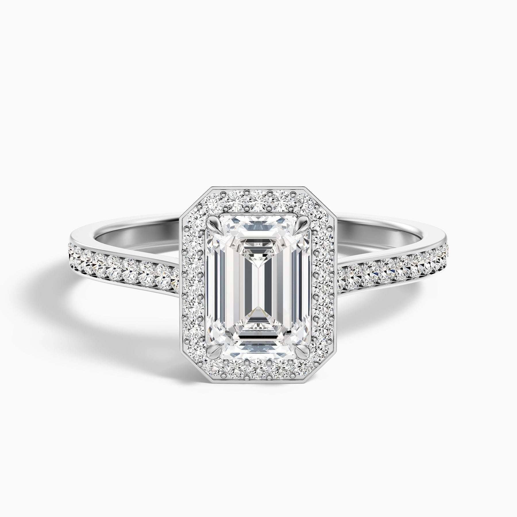 Velvet 1 Carat Emerald Cut Halo Pave Lab Grown Diamond Ring