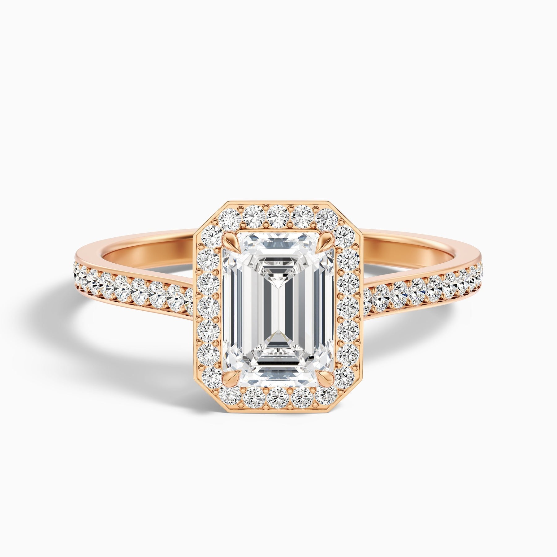 Velvet 1 Carat Emerald Cut Halo Pave Lab Grown Diamond Ring