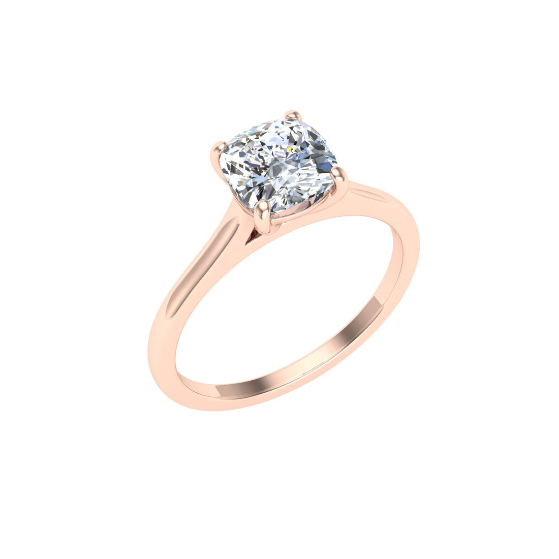 Velvet Cushion Cut Solitaire Moissanite Engagement Ring Rose Gold