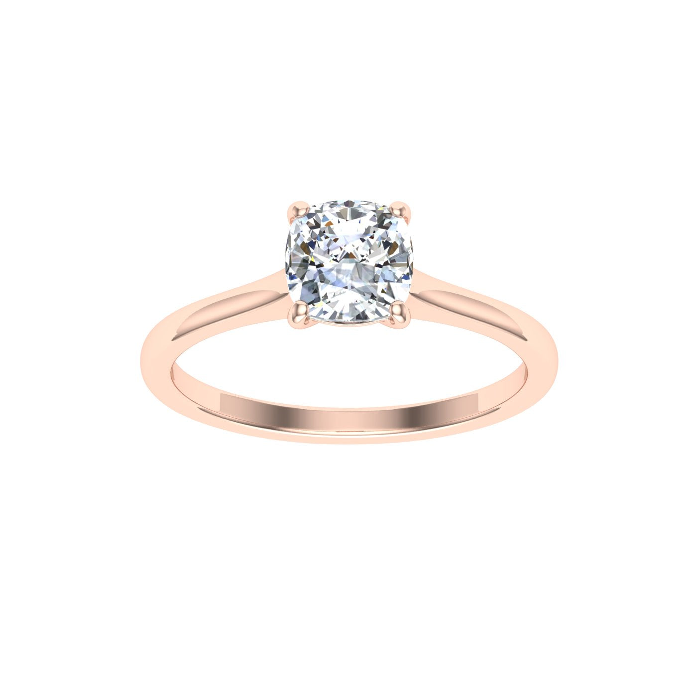 Velvet Cushion Cut Solitaire Moissanite Engagement Ring Rose Gold