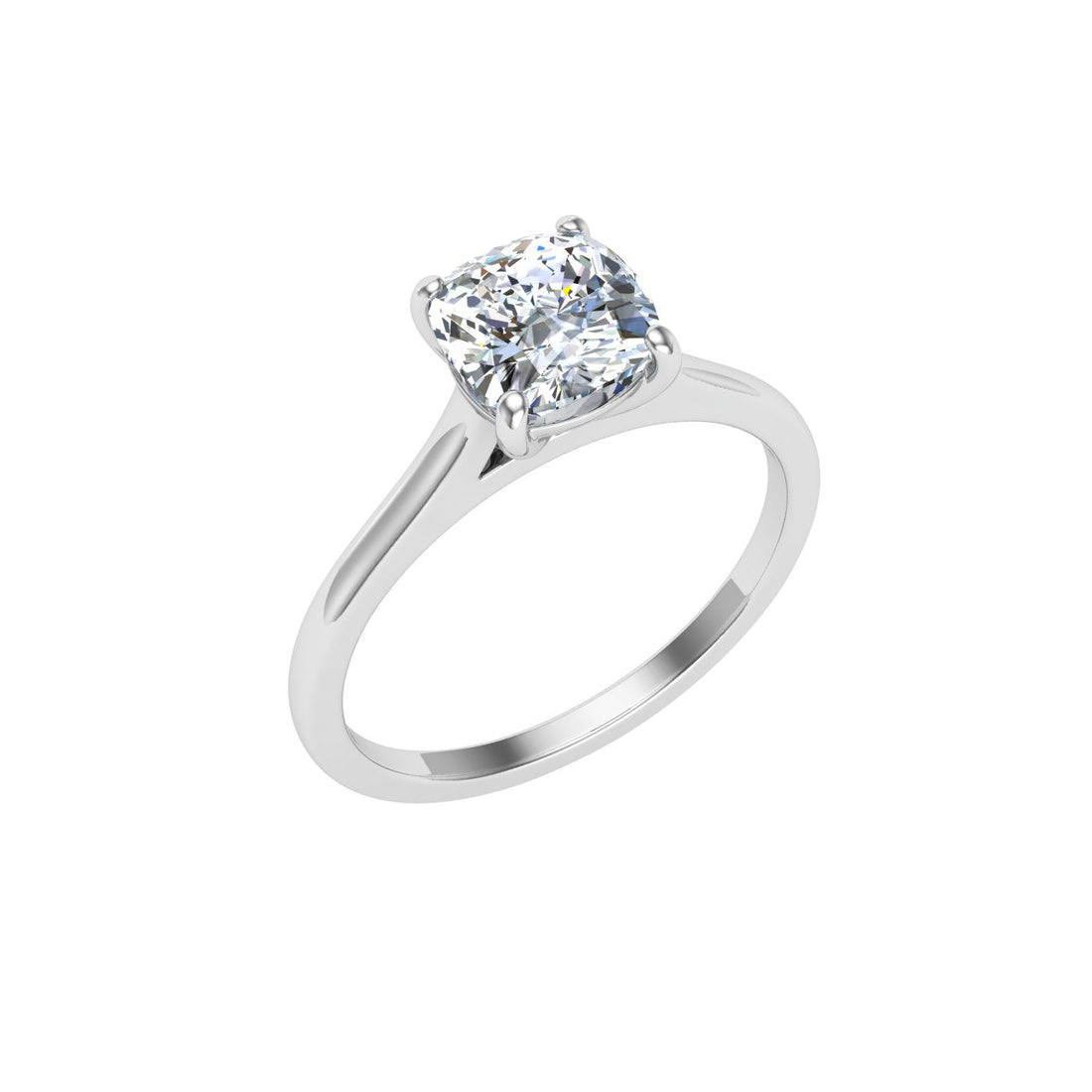 Velvet Cushion Cut Solitaire Moissanite Engagement Ring White Gold