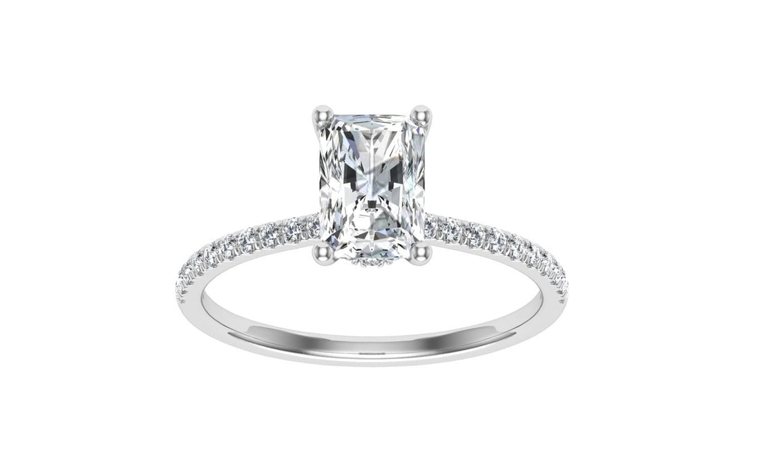 Velvet Radiant Cut Hidden Halo Moissanite Engagement Ring White Gold