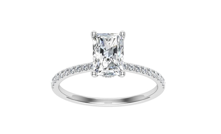 Velvet Radiant Cut Hidden Halo Moissanite Engagement Ring White Gold