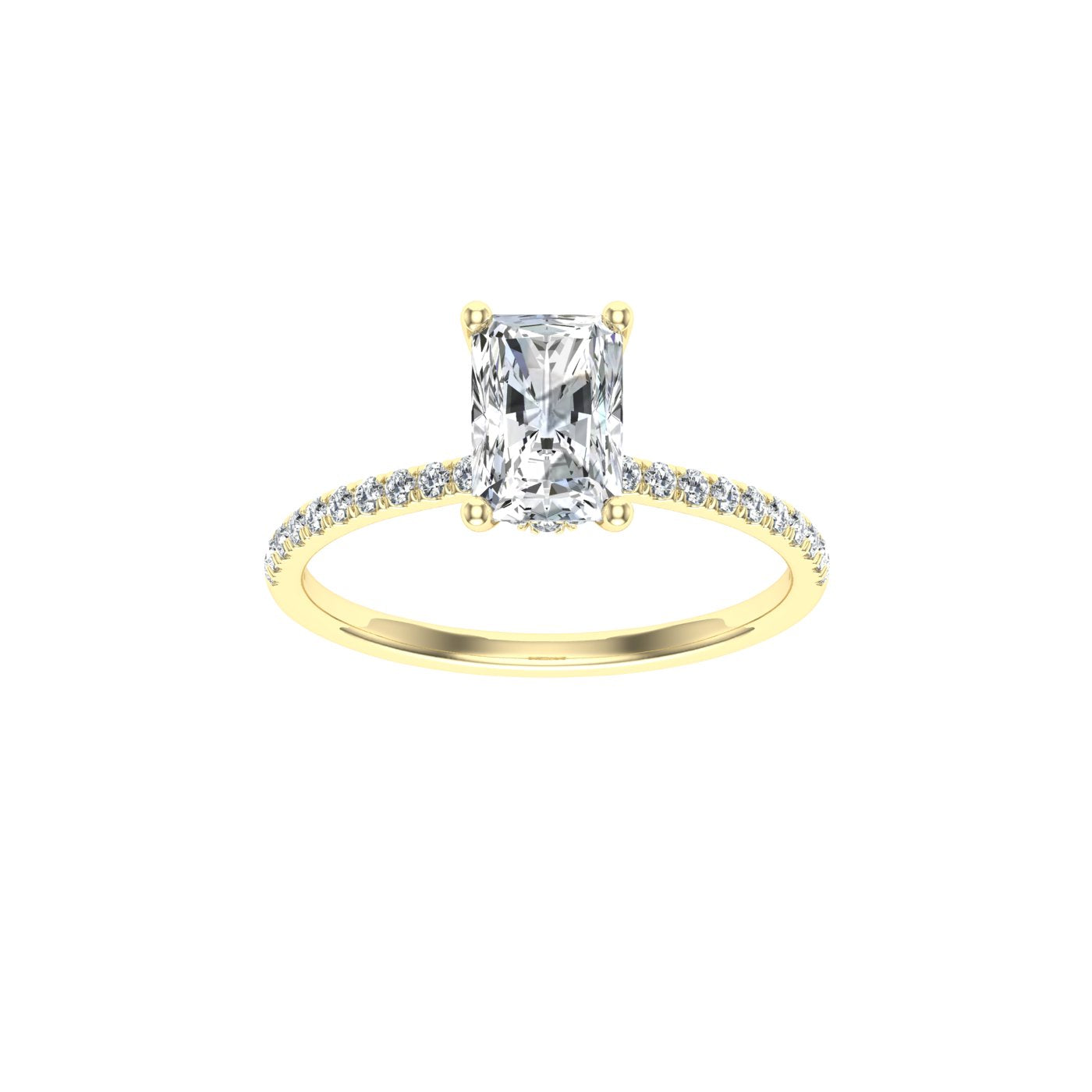 Velvet Radiant Cut Hidden Halo Moissanite Engagement Ring Yellow Gold