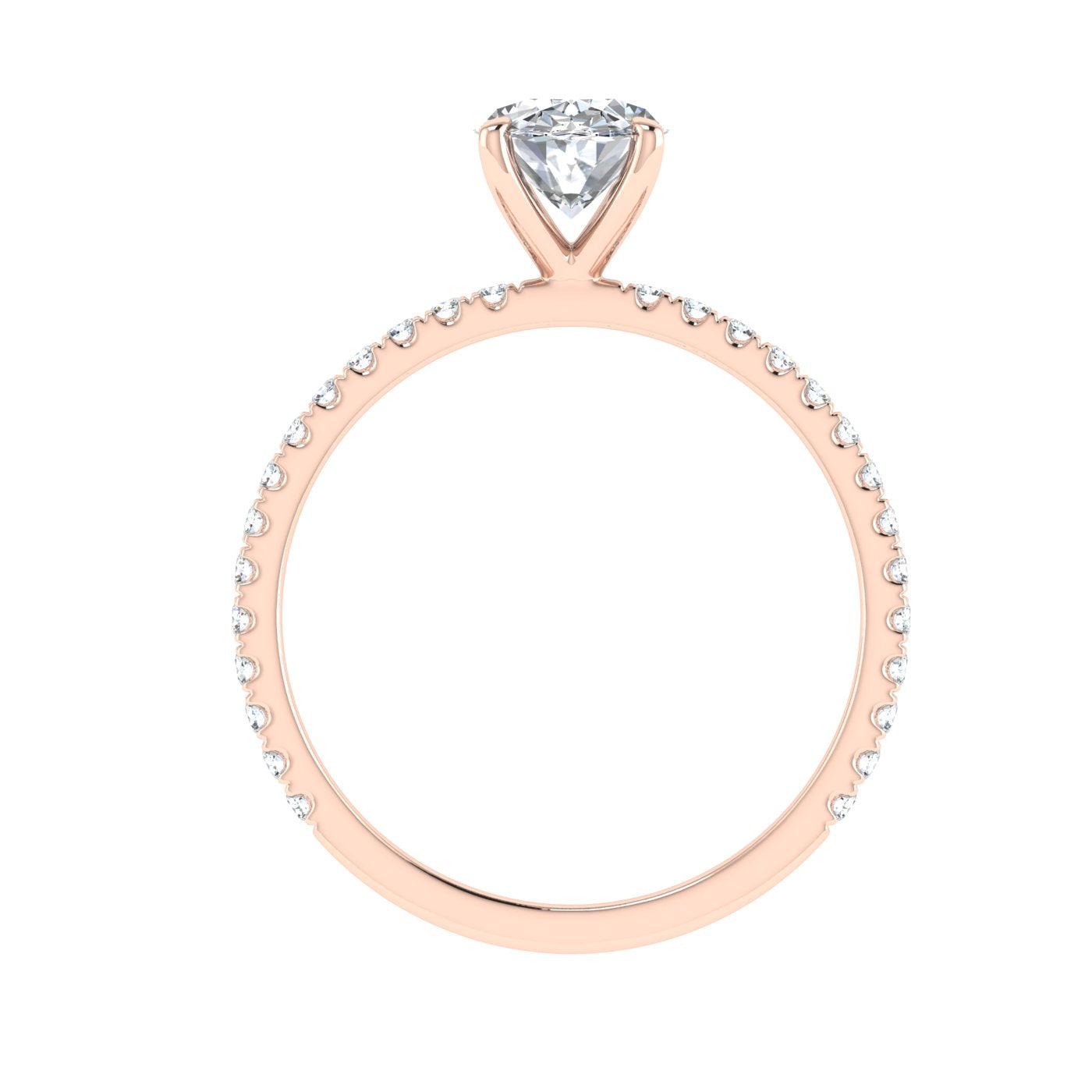 Velvetine Oval Cut Solitaire Moissanite Engagement Ring Rose Gold