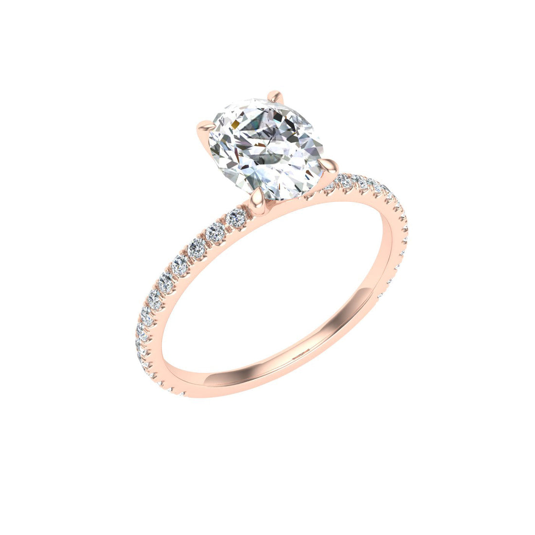 Velvetine Oval Cut Solitaire Moissanite Engagement Ring Rose Gold