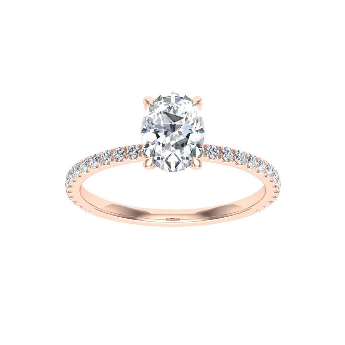 Velvetine Oval Cut Solitaire Moissanite Engagement Ring Rose Gold