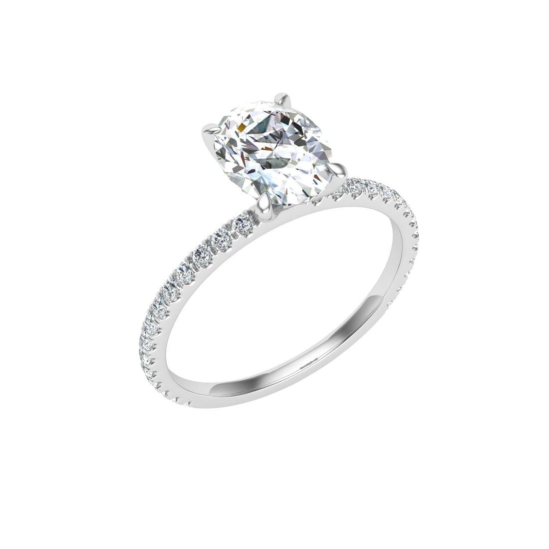 Velvetine Oval Cut Solitaire Moissanite Engagement Ring White Gold