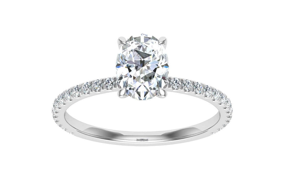 Velvetine Oval Cut Solitaire Moissanite Engagement Ring White Gold