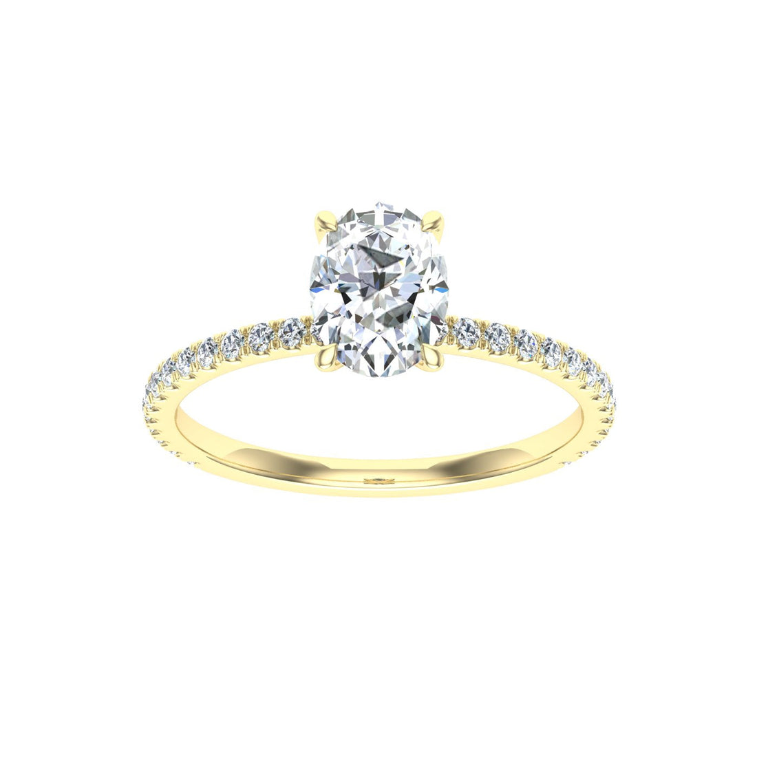 Velvetine Oval Cut Solitaire Moissanite Engagement Ring Yellow Gold