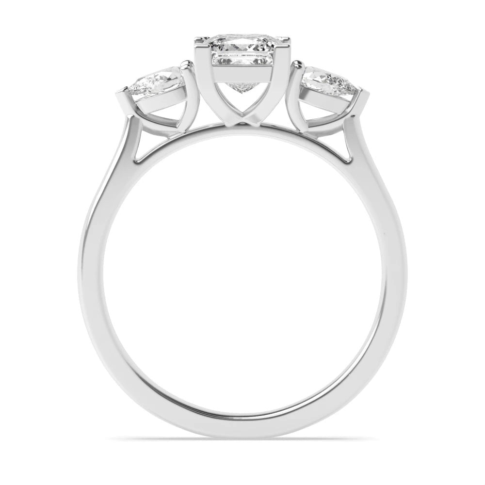 Versailles 4 Prong 0.50ct Princess/pear Lab Grown Diamond High Set Three Stone Engagement Ring
