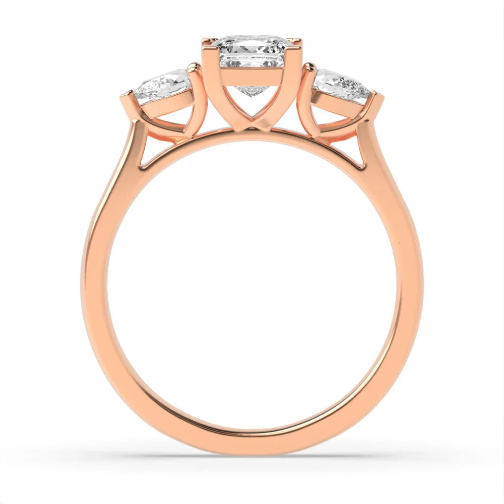 Versailles 4 Prong 0.50ct Princess/pear Lab Grown Diamond High Set Three Stone Engagement Ring