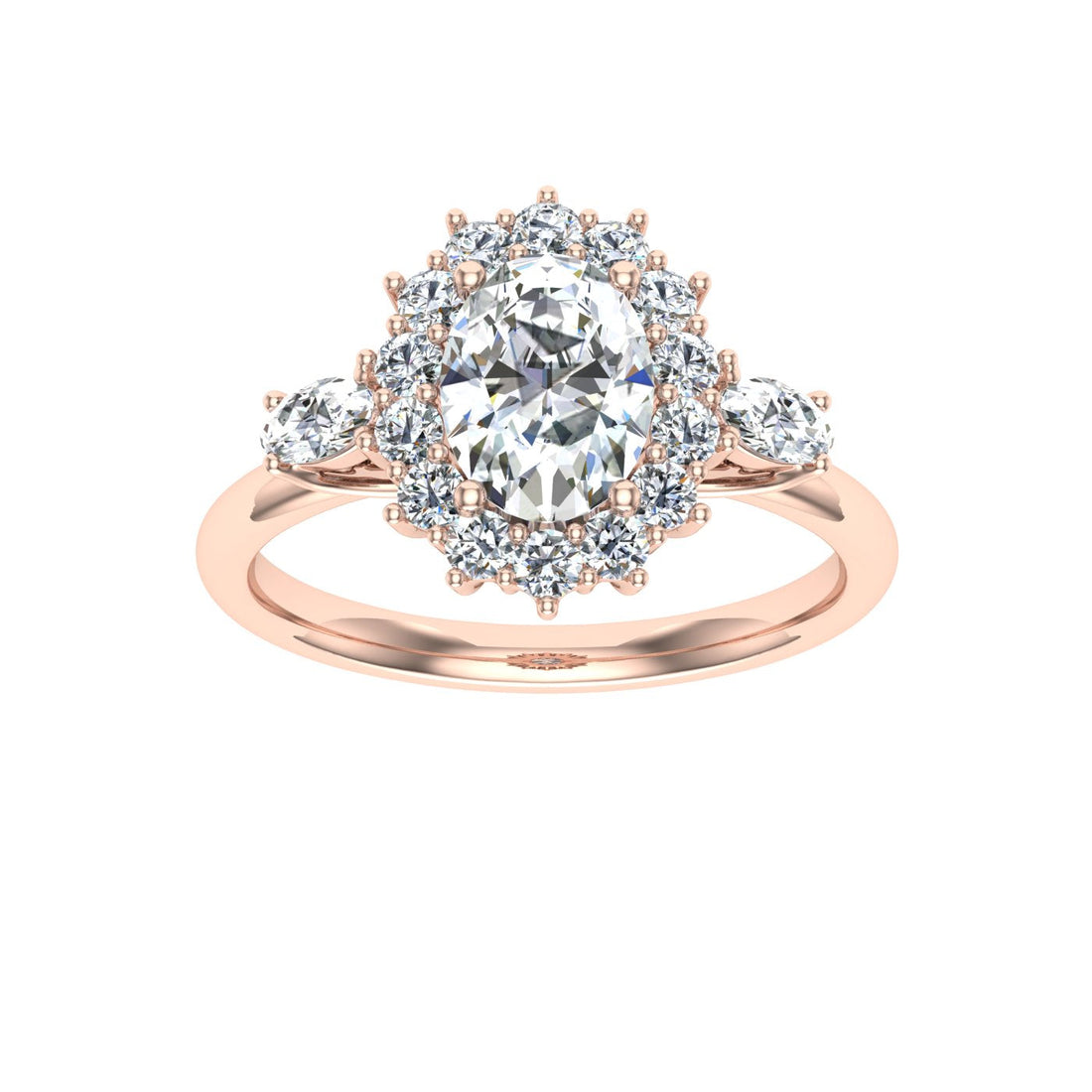 Verve Oval Cut Halo Moissanite Engagement Ring Rose Gold