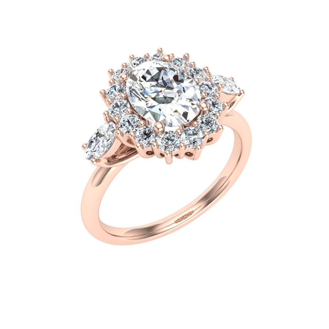 Verve Oval Cut Halo Moissanite Engagement Ring Rose Gold