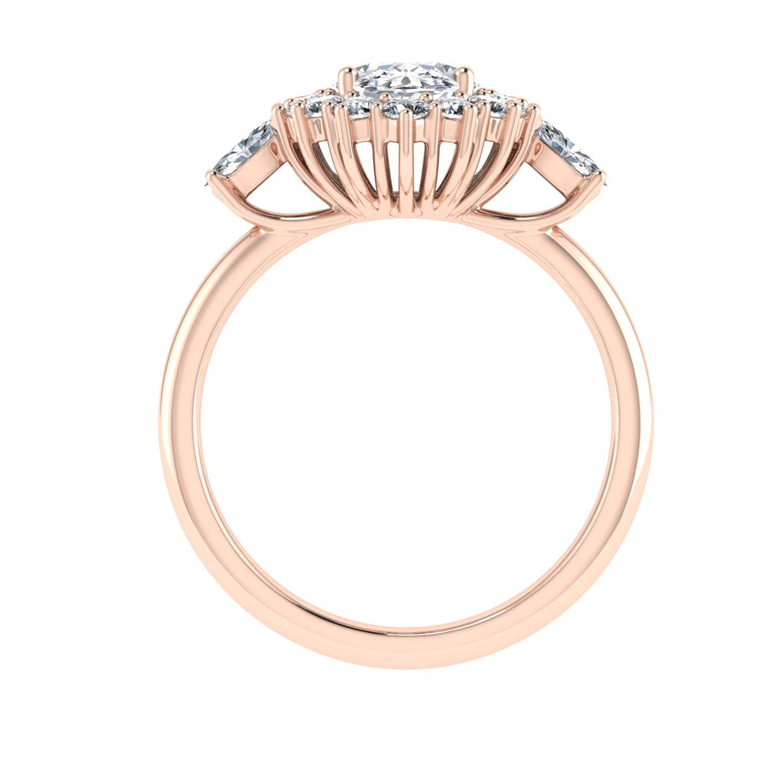 Verve Oval Cut Halo Moissanite Engagement Ring Rose Gold