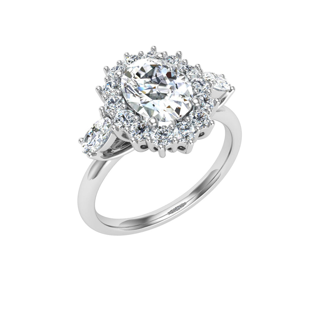 Verve Oval Cut Halo Moissanite Engagement Ring White Gold