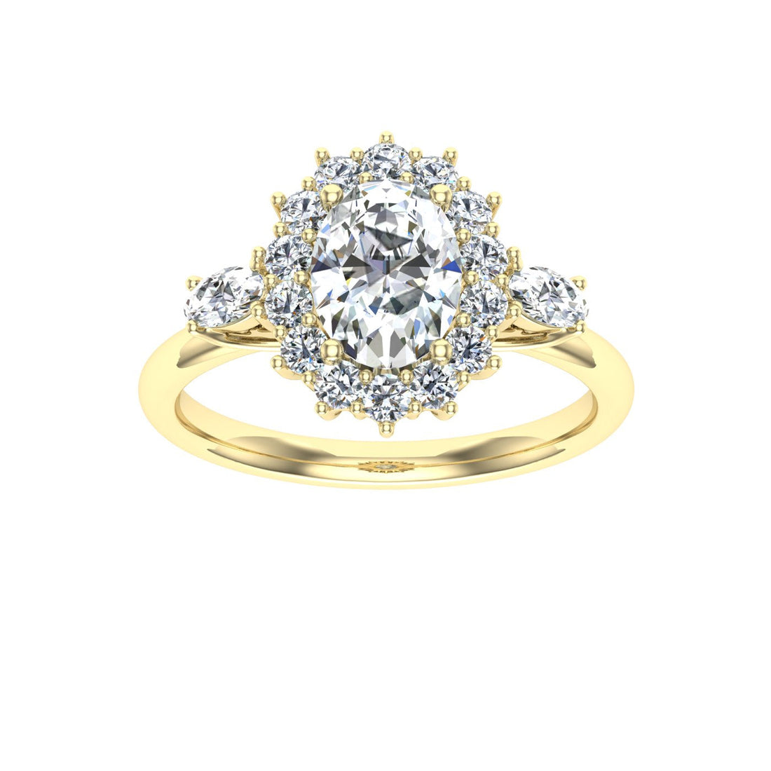 Verve Oval Cut Halo Moissanite Engagement Ring Yellow Gold