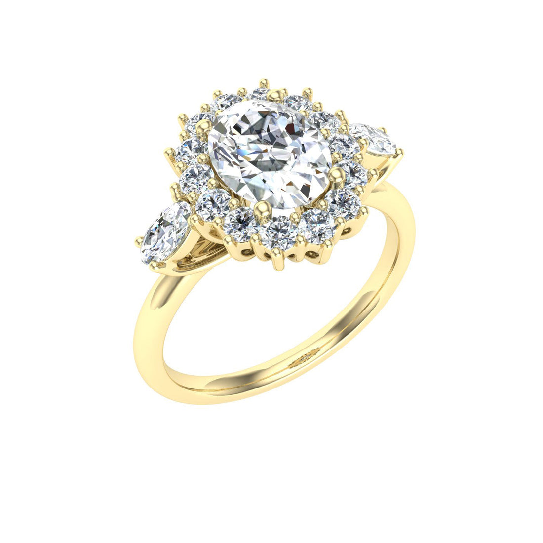 Verve Oval Cut Halo Moissanite Engagement Ring Yellow Gold