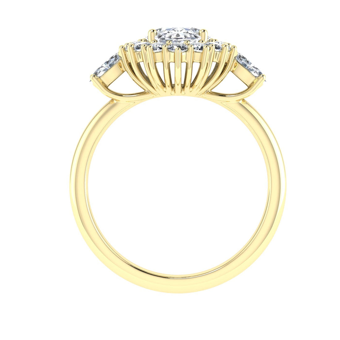 Verve Oval Cut Halo Moissanite Engagement Ring Yellow Gold