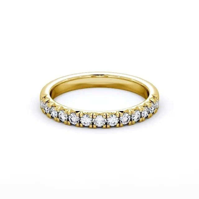 Violet Half Eternity Round Lab Diamond Fish Tail Setting Style Ring