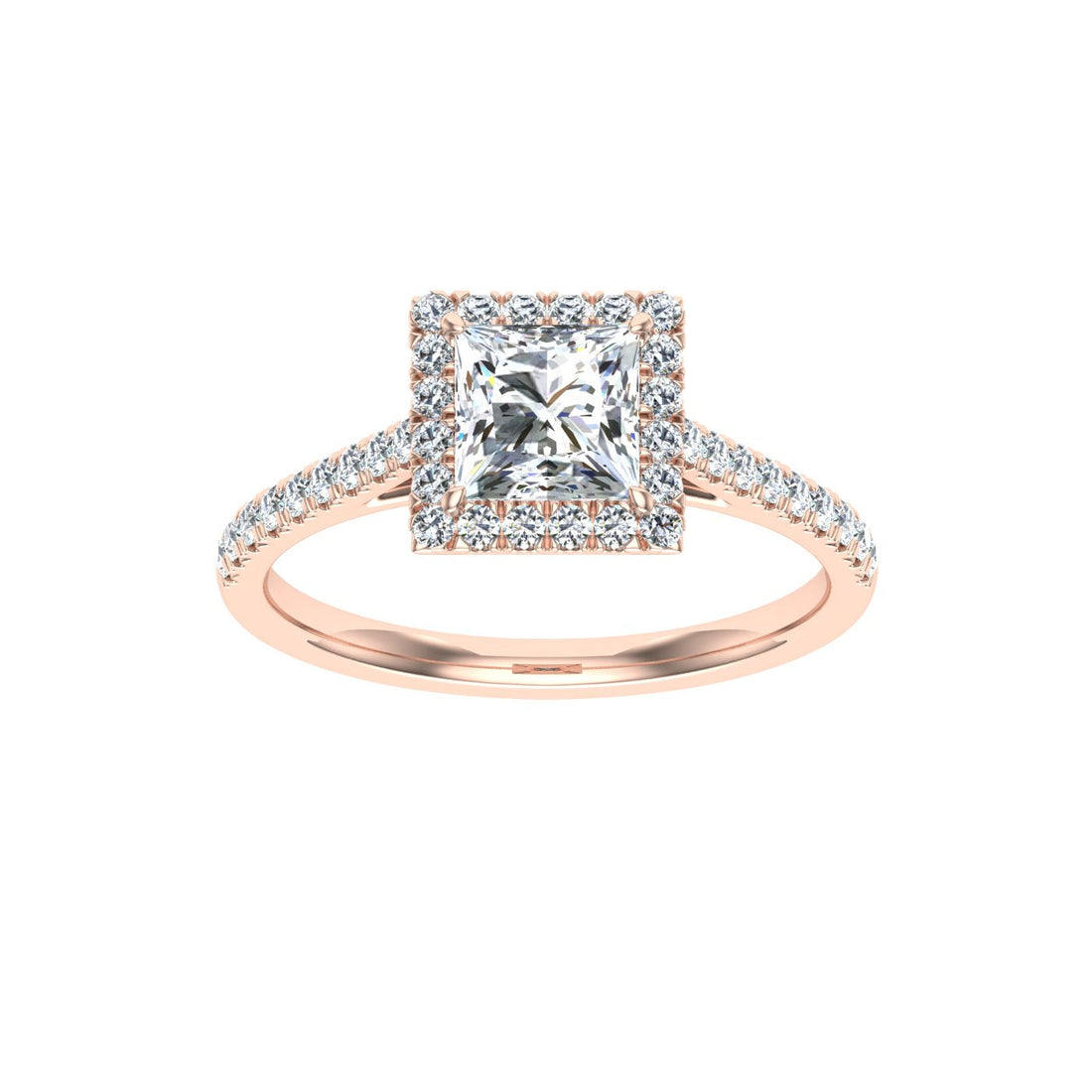 Vivacity Princess Cut Halo Moissanite Engagement Ring Rose Gold