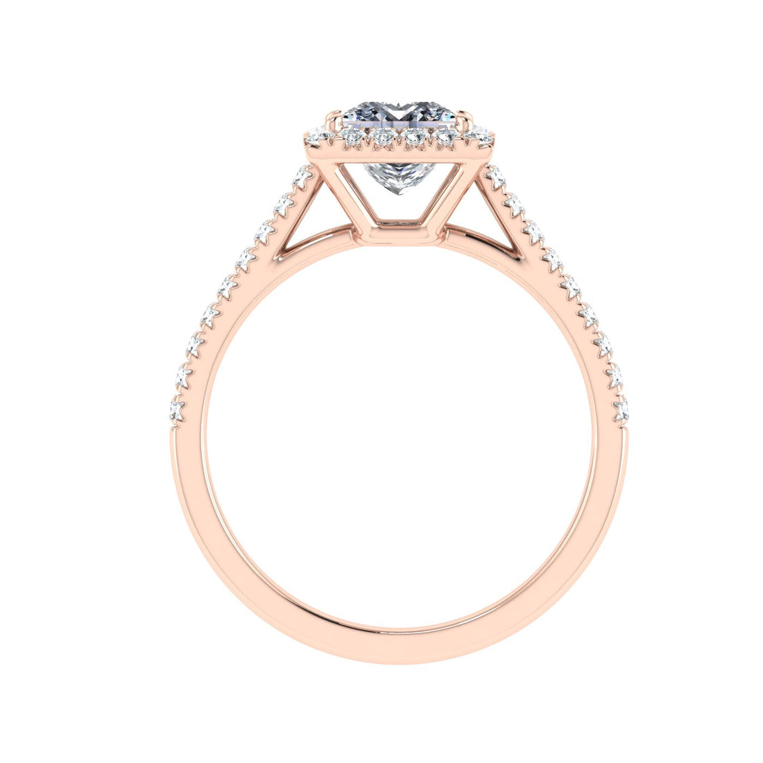 Vivacity Princess Cut Halo Moissanite Engagement Ring Rose Gold