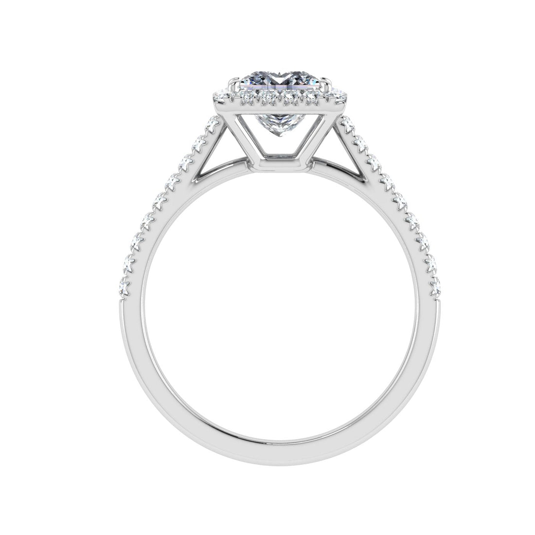 Vivacity Princess Cut Halo Moissanite Engagement Ring White Gold