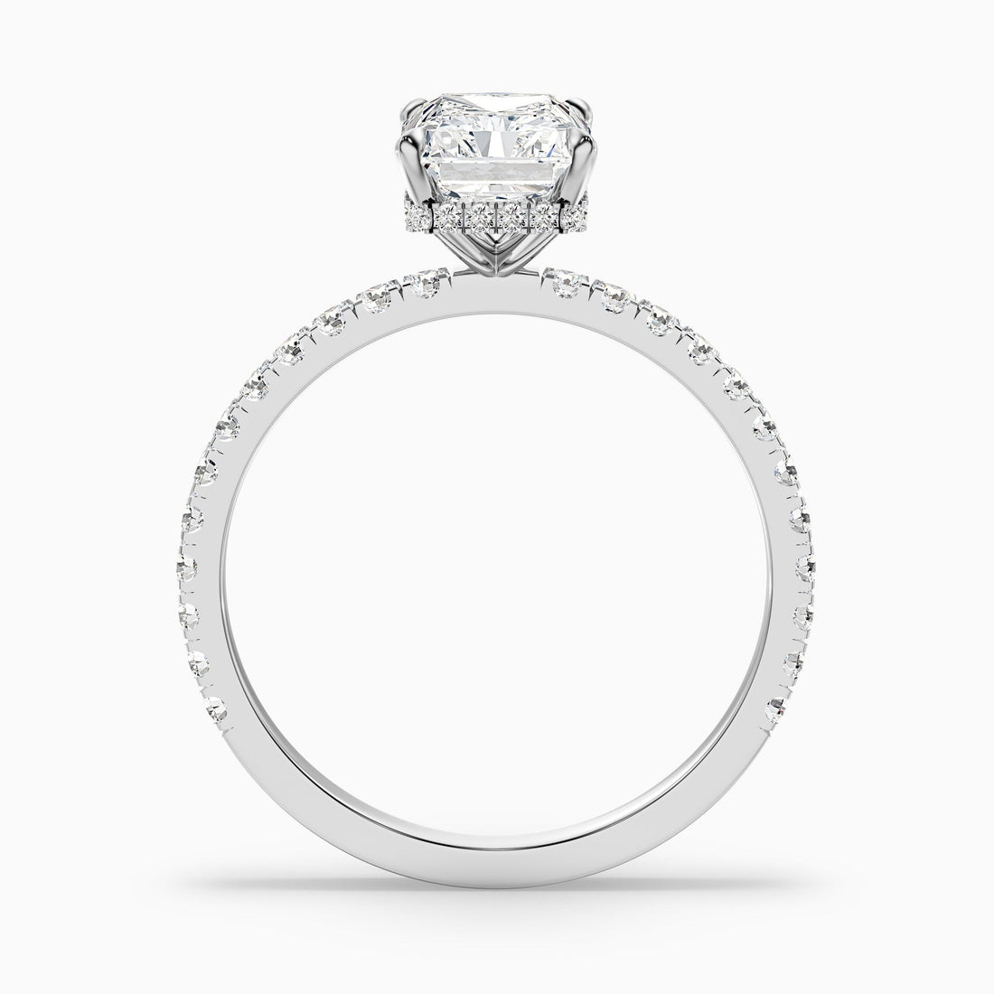 Vividara Spark 1 Carat Radiant Cut Hidden Halo Pave Engagement Ring
