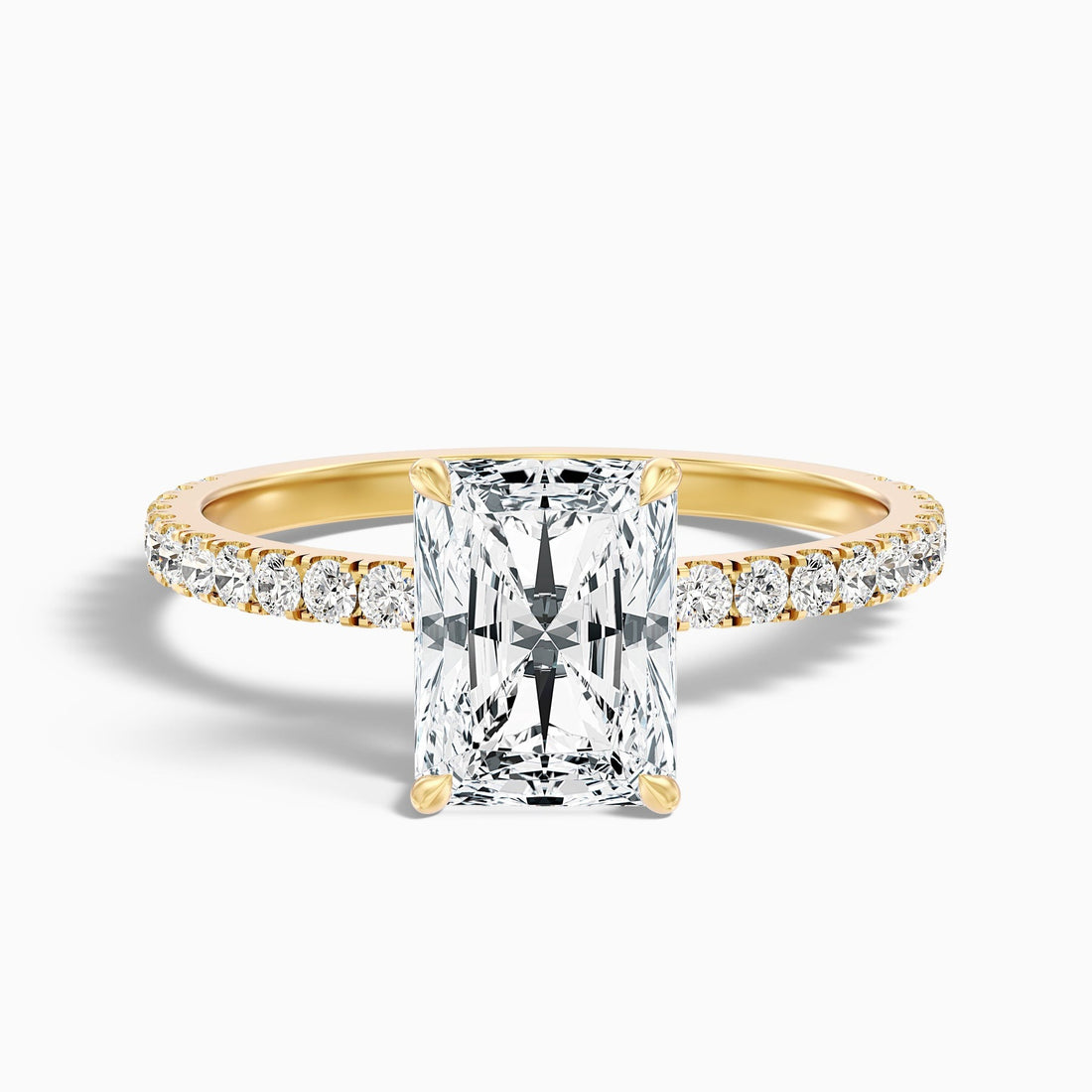 Vividara Spark 1 Carat Radiant Cut Hidden Halo Pave Engagement Ring