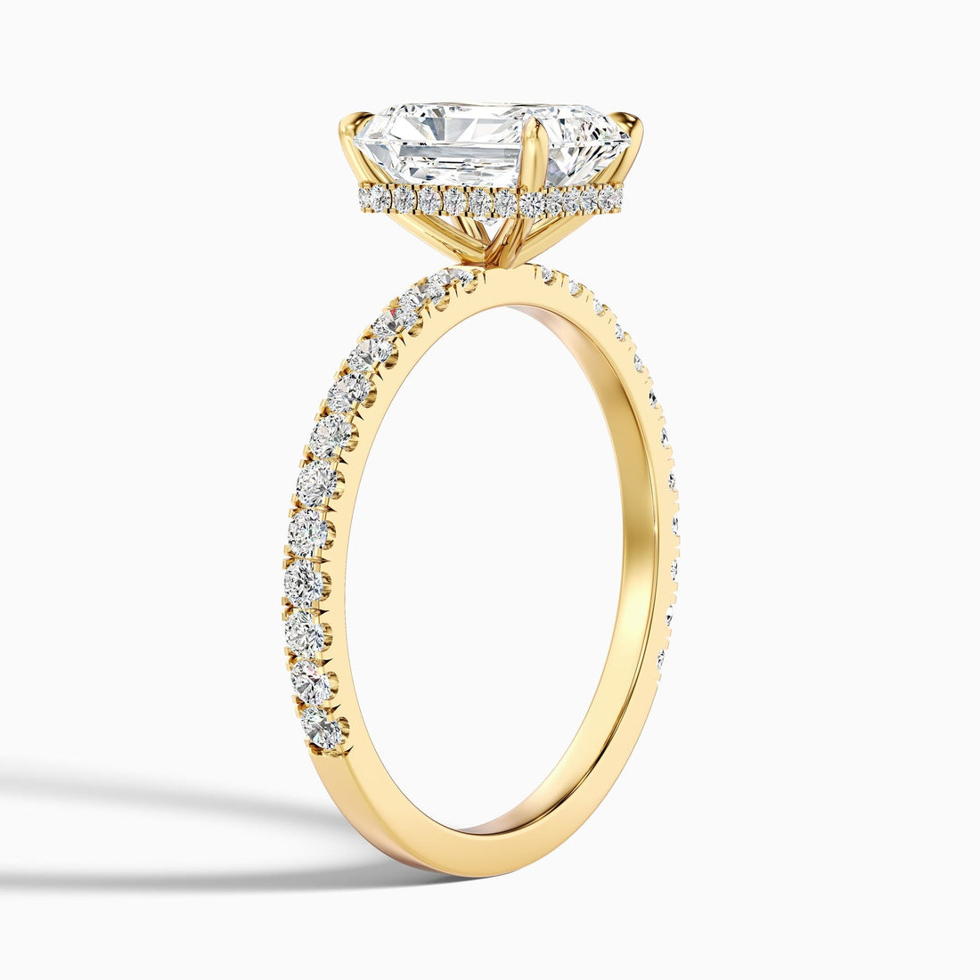 Vividara Spark 1 Carat Radiant Cut Hidden Halo Pave Engagement Ring