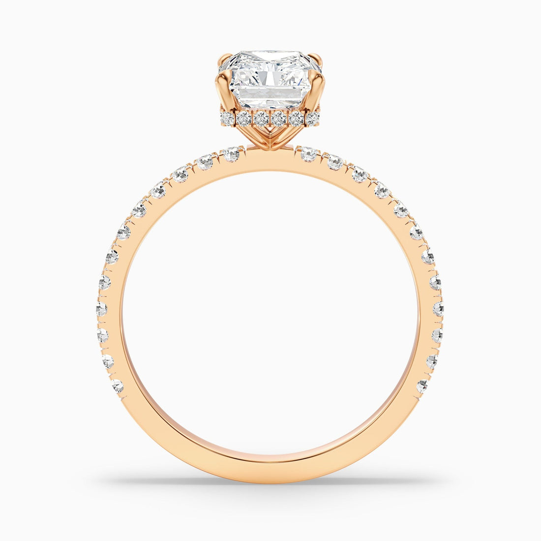 Vividara Spark 1 Carat Radiant Cut Hidden Halo Pave Engagement Ring