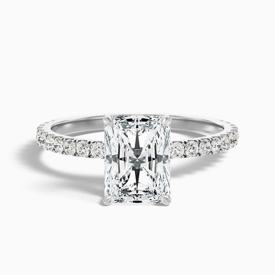 Vividara Spark 1 Carat Radiant Cut Hidden Halo Pave Engagement Ring