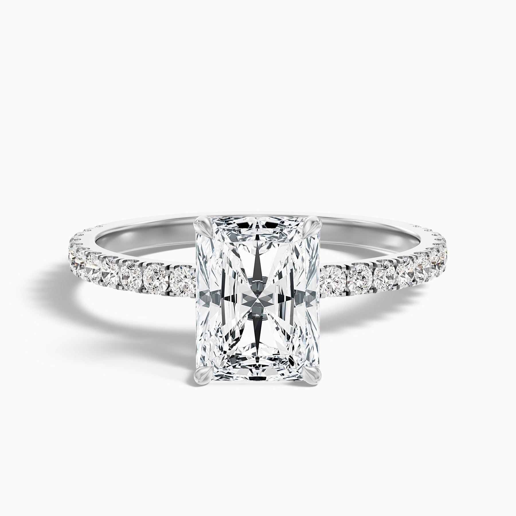 Vividara Radiant Cut Hidden Halo Pave Engagement Ring