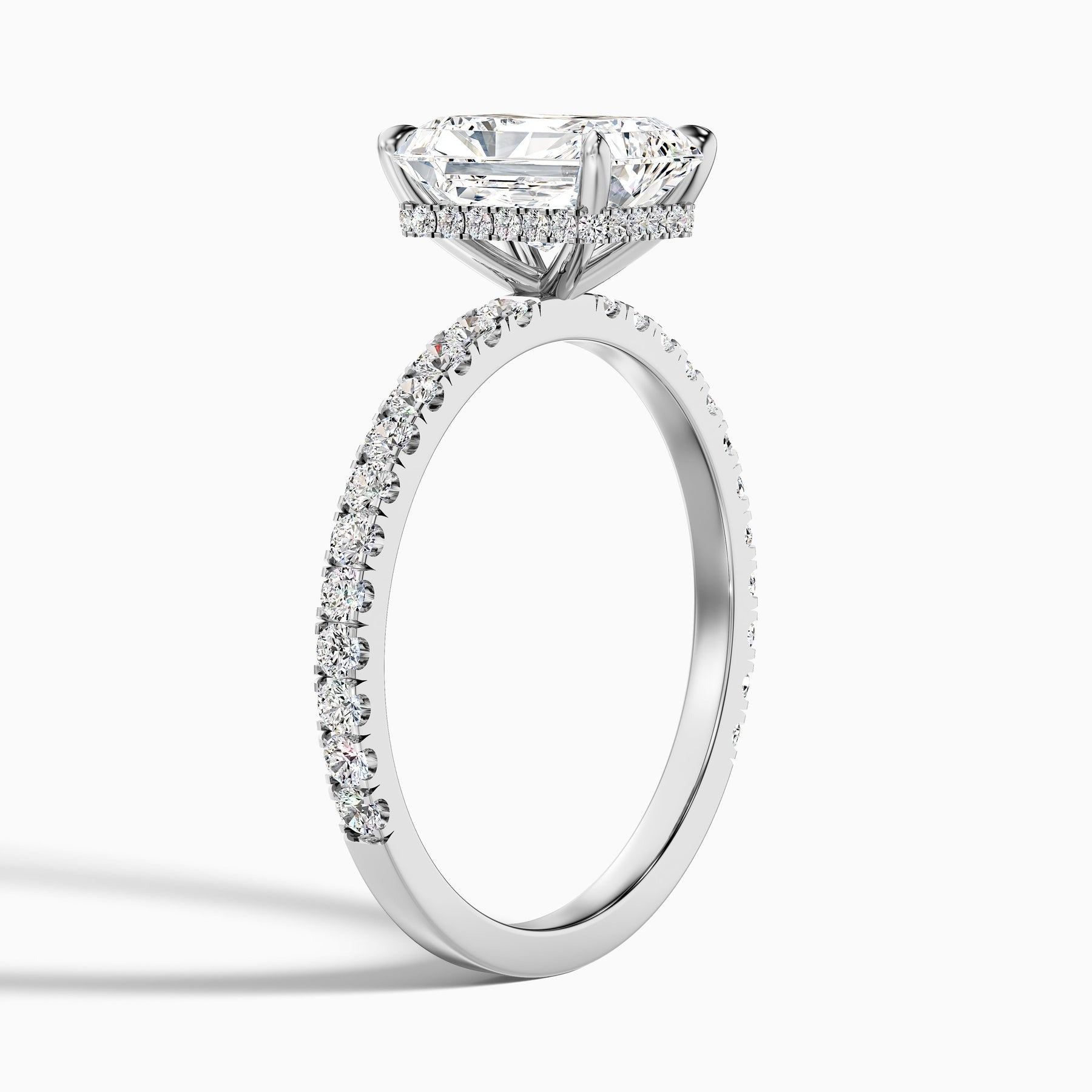 Vividara Radiant Cut Hidden Halo Pave Engagement Ring