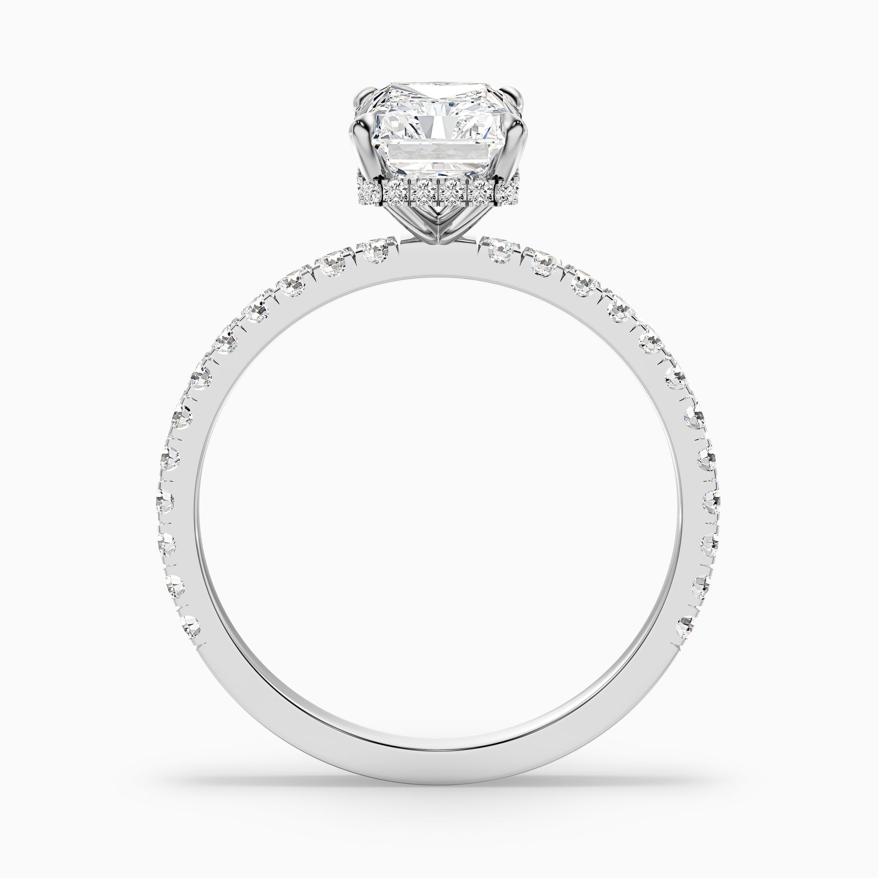 Vividara Radiant Cut Hidden Halo Pave Engagement Ring