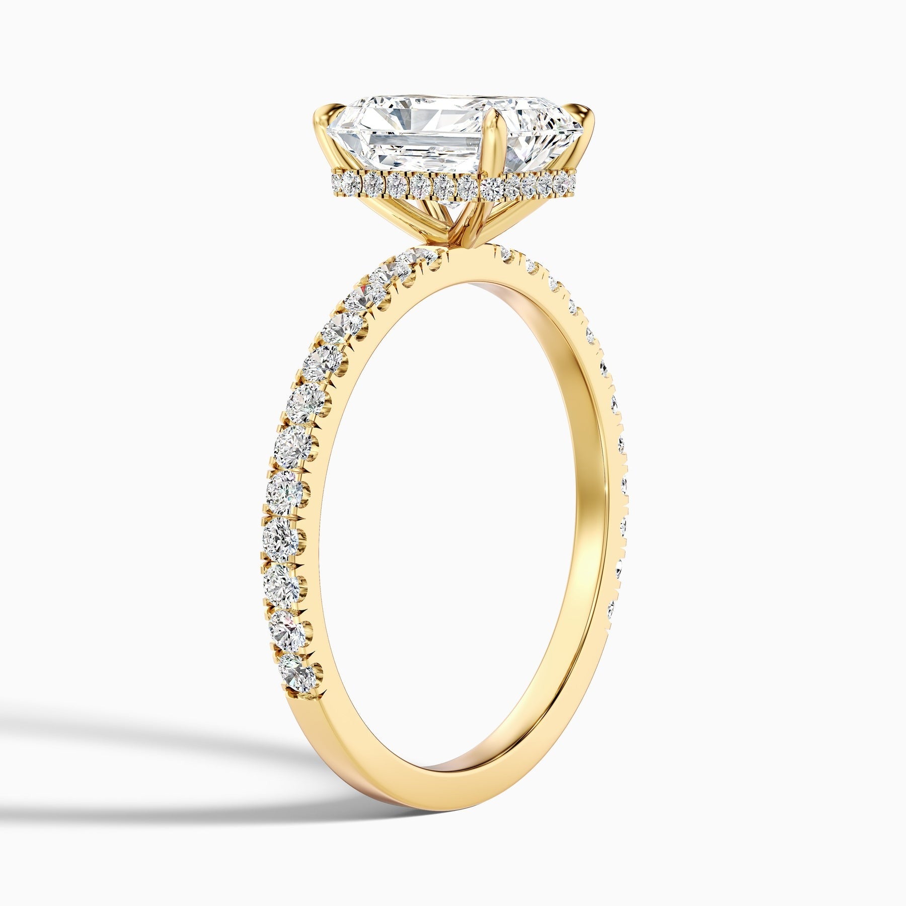 Vividara Radiant Cut Hidden Halo Pave Engagement Ring