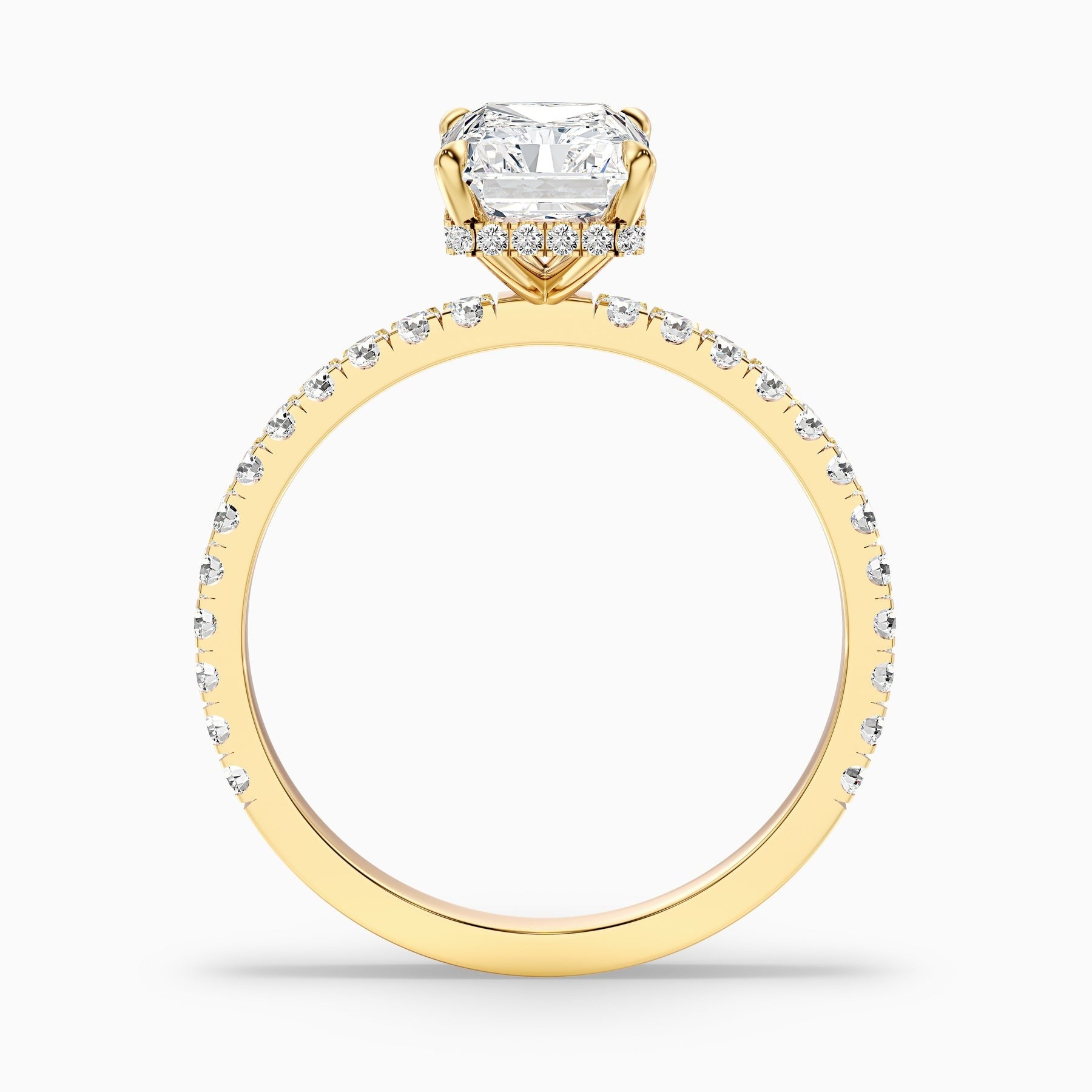 Vividara Radiant Cut Hidden Halo Pave Engagement Ring