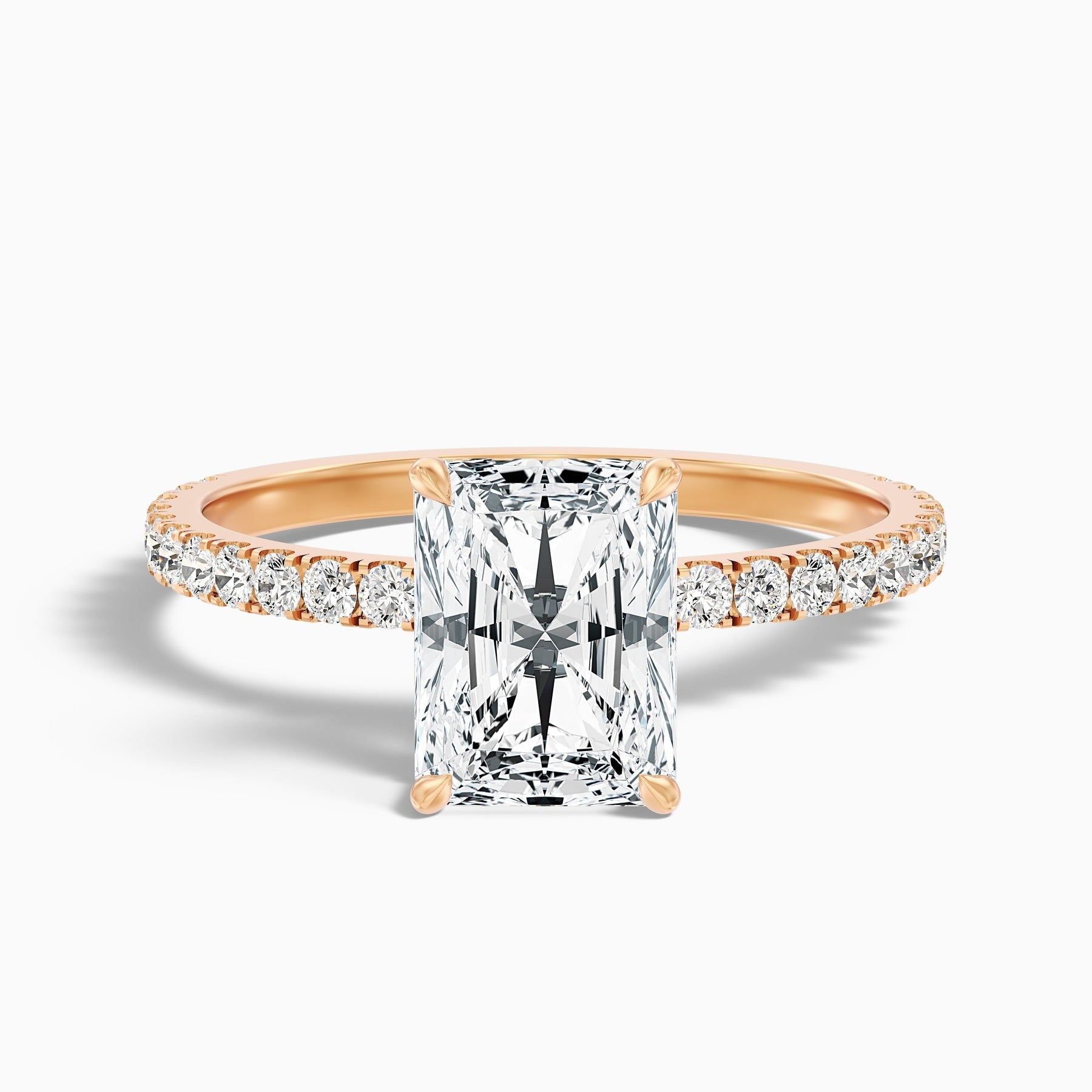 Vividara Radiant Cut Hidden Halo Pave Engagement Ring