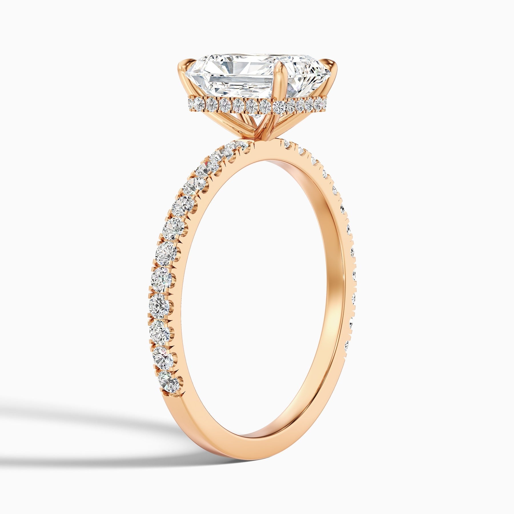Vividara Radiant Cut Hidden Halo Pave Engagement Ring