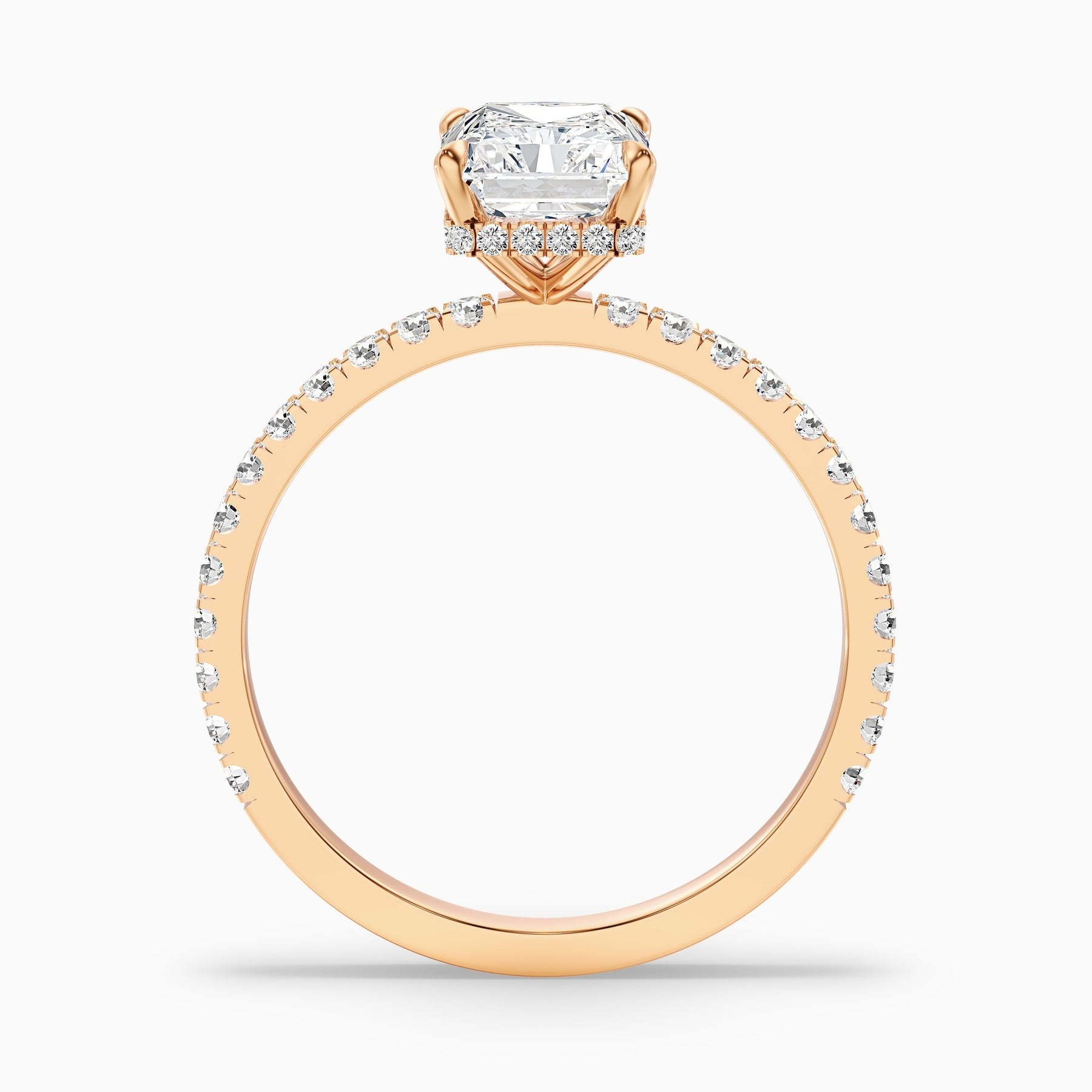 Vividara Radiant Cut Hidden Halo Pave Engagement Ring