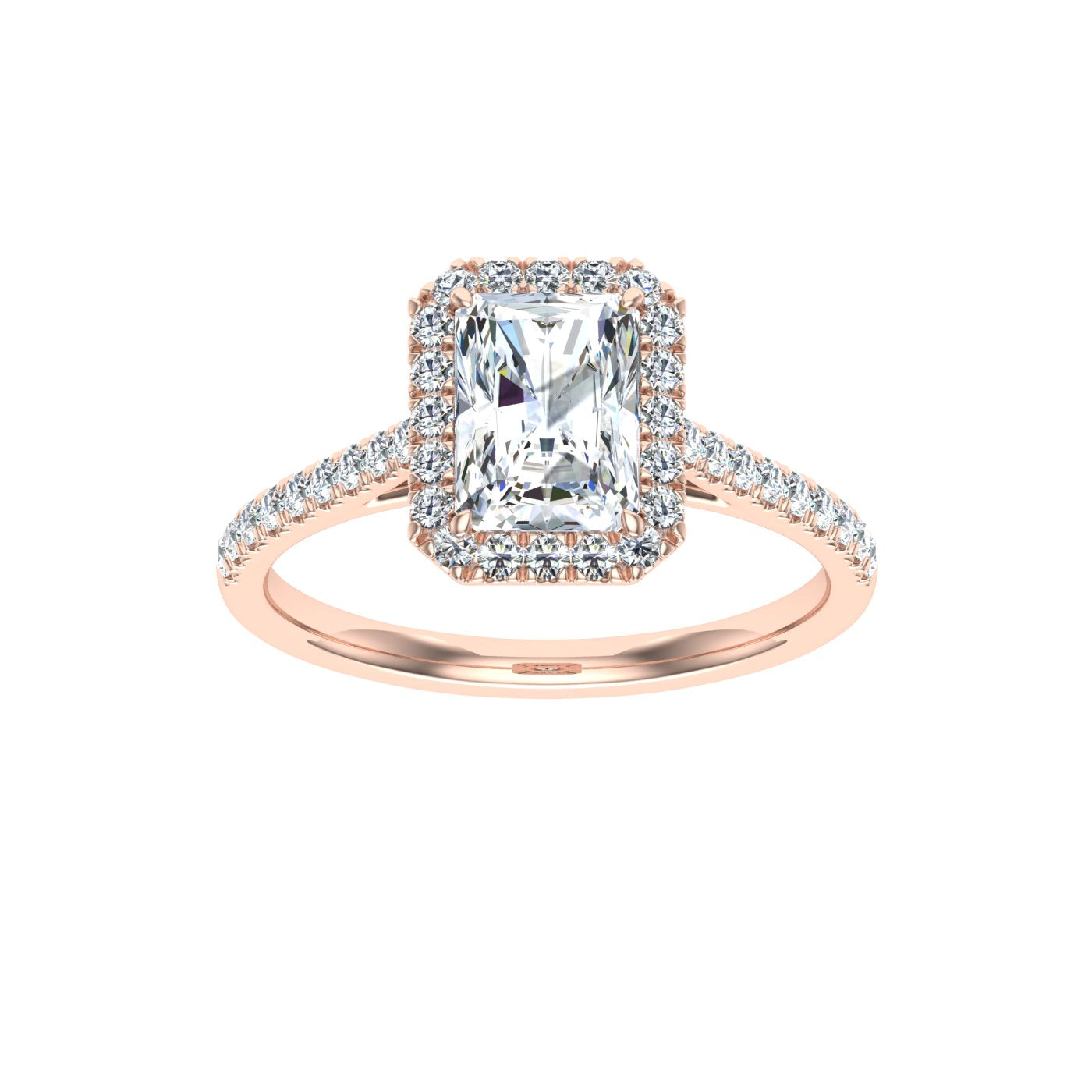 Vixen's Radiant Cut Halo Moissanite Engagement Ring Rose Gold