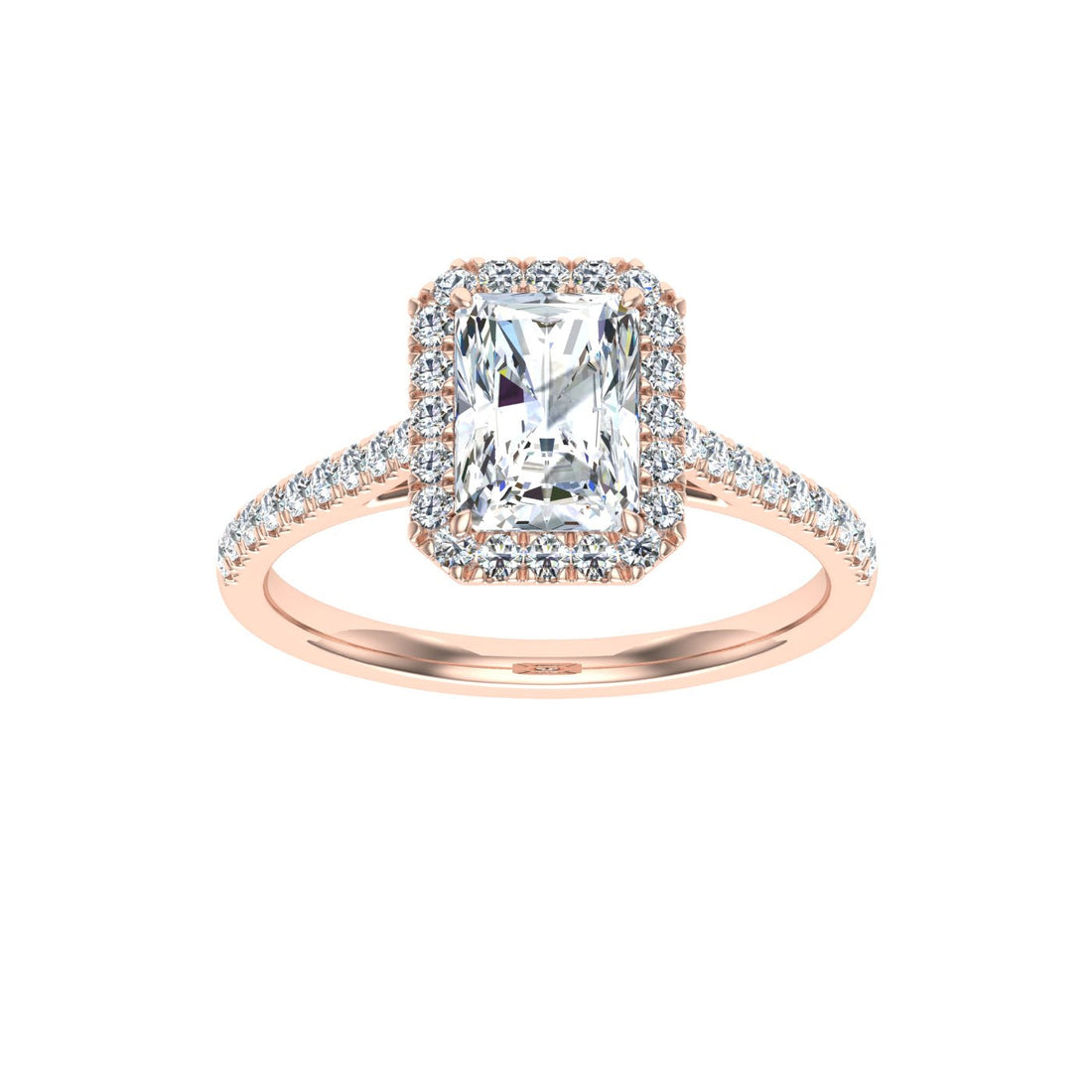 Vixen's Radiant Cut Halo Moissanite Engagement Ring Rose Gold