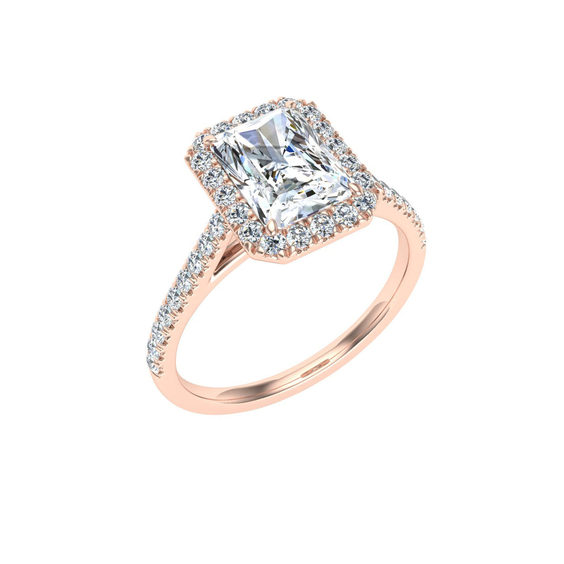 Vixen's Radiant Cut Halo Moissanite Engagement Ring Rose Gold